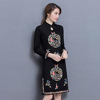 Women\'s Embroidery Sign Original spring and summer national wind retro embroidered improved cheongsam dress