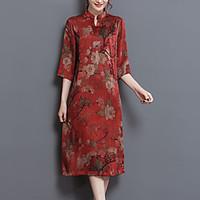 womens plus size going out street chic loose dress print v neck midi l ...
