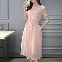 Women\'s Formal Party Vintage Chinoiserie A Line Dress, Solid Lace Crew Neck Midi Long Sleeve Cotton Polyester Red PurpleAll