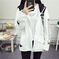 womens casualdaily simple spring jacket solid hooded long sleeve regul ...