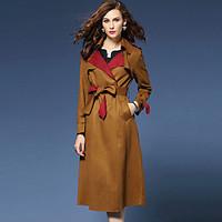 womens going out street chic trench coatsolid notch lapel long sleeve  ...