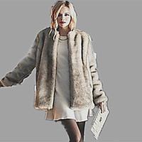 womens plus size casualdaily partycocktail simple fur coat solid round ...