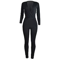 womens slim jumpsuitsgoing out club sexy simple corrugation solid deep ...