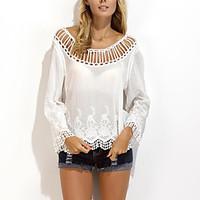 womens cut outlaceflare sleeve casualdaily simple all seasons shirt pl ...