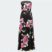 Women\'s Plus Size Flower Print Sexy Party Maxi Dress