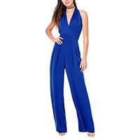 womens high rise beach party jumpsuits sexy wide leg backless solid su ...