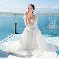 womens hollow out lace embroidery long dress