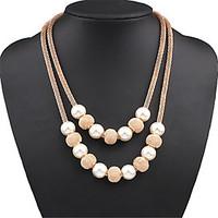Women\'s Layered Necklaces Pearl Necklace Statement Necklaces Pearl Alloy Fashion Statement Jewelry Gold JewelrySpecial Occasion Birthday