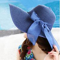 Women Summer Foldable Straw Hat Wide Brim Bowknot Sun Hats