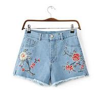 Women\'s High Rise Stretchy Jeans Shorts Pants, Cute Street chic Loose Print