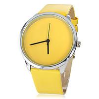 Women\'s Casual Style Yellow PU Band Quartz Wrist Watch Cool Watches Unique Watches