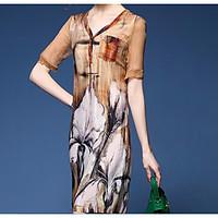 womens going out holiday sophisticated a line dress solid print v neck ...