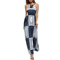 Women\'s Casual/Daily Work Simple Sheath Lace Dress, Solid Print Strapless Maxi Sleeveless Polyester All Seasons Low Rise Micro-elastic