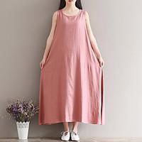 womens going out casualdaily simple swing dress solid round neck maxi  ...
