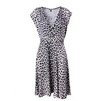 Women\'s Casual/Daily Simple A Line Dress, Leopard V Neck Above Knee Sleeveless Others Spring Summer Mid Rise Inelastic Medium