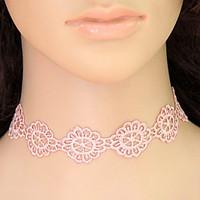 Women\'s Choker Necklaces Collar Necklace Tattoo Choker Lace Flower Tattoo Style Flower Style Fashion Pink Jewelry Casual 1pc