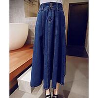 womens a line solid skirts going out work mid rise midi button cotton  ...