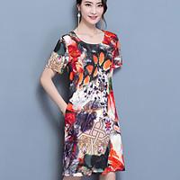 womens plus size casualdaily sexy simple a line loose dress floral rou ...