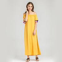 Women\'s Plus Size Casual/Daily Holiday Vintage Street chic Swing Dress, Striped Round Neck Knee-length ½ Length Sleeve Polyester SummerMid