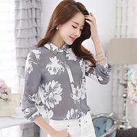 womens casualdaily simple shirt floral shirt collar long sleeve others