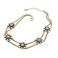 womens strands necklaces flower chrome unique design light blue jewelr ...