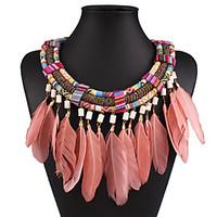 Women\'s Statement Necklaces Wings / Feather Feather Euramerican Rose Red Brown Rainbow Purple Dark Blue Jewelry ForWedding Party Special