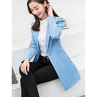 Women\'s Casual/Daily Simple Spring Blazer, Solid Shirt Collar Long Sleeve Regular Others