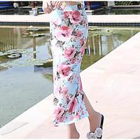 womens high rise midi skirts pencil floral