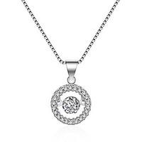 Women\'s Pendant Necklaces Imitation Diamond Round Silver Plated Circular Silver Jewelry For Birthday Gift Daily 1 pc
