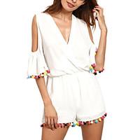 womens boho petite loose rompers casualdaily simple solid v neck lengt ...