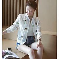 womens casualdaily simple summer jacket print round neck long sleeve r ...