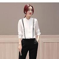 womens casualdaily simple blouse solid shirt collar long sleeve acryli ...