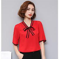 womens going out casualdaily cute blouse solid v neck short sleeve pol ...