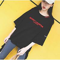 womens going out street chic t shirt solid round neck sleeve cotton