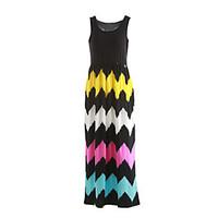 womens sexy sleeveless sripes print slim maxi dress