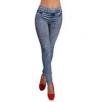 Women\'s Print Black/Blue Denim Pants