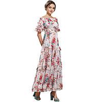 womens off the shoulderruffle party boho sheath chiffon dress floral s ...