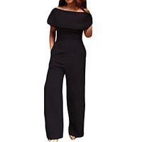 womens off the shoulder cape off shoulder pocket wide leg jumpsuit