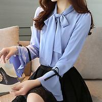 womens casualdaily work simple spring summer blouse solid stand long s ...