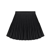 Women\'s Going out Above Knee Skirts, Cute A Line Pleated Solid Summer