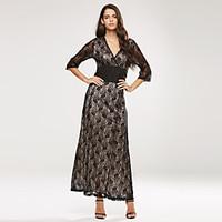 womens lace plus size v neck lace maxi long dress