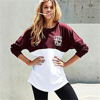 Women\'s Casual/Daily Sports Active Street chic Sweatshirt Letter Round Neck Micro-elastic Polyester Long Sleeve Spring Fall