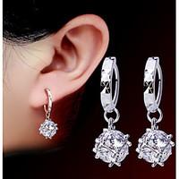 Women 925 Fine Silver Tassl Drop Zircon Earrings for Wedding Party