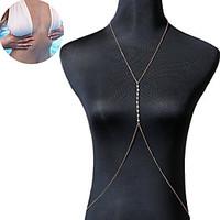 Women\'s Body Jewelry Body Chain Harness Necklace Crystal Alloy Unique Design Fashion Sexy Bikini Crossover Jewelry Gold Screen Color