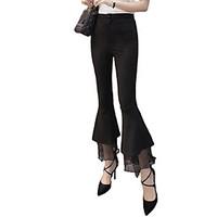 womens wide legruffle solid black bootcut pants casual day