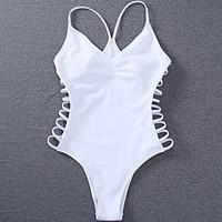 Women\'s Fashion Straped One-piece Swimwear Cross Solid Polyester White