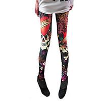 Women\'s Skull Print Elastic Leggings