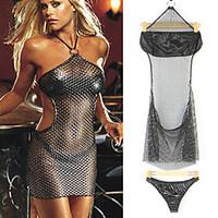 womens sexy halter mesh transparent slips