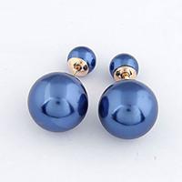 womens european concise fashion double side stud earrings with imitati ...