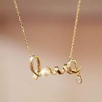 Women\'s European Style LOVE Exquisite Fashion Alloy Necklace With Rhinestone